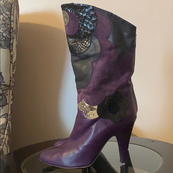 Serena purple leather boots by Vero Cuoio - Picture 3 of 9